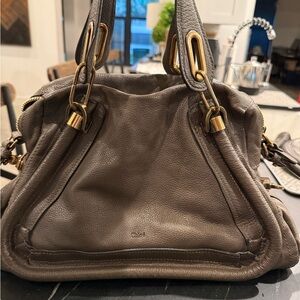 Chloe Shoulder Bag in Taupe Brown with Gold Hardware